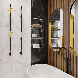 Elektrinis rankšluosčių džiovintuvas Domoletti PREMIUM, aukso/juoda, 6 cm x 140 cm, 45 W