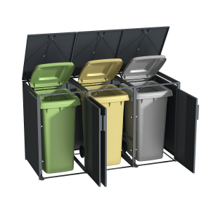 Trivietė šiukšlių konteinerio pastogė su pedalu MIKKO